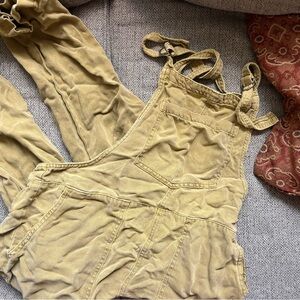 Aerie Khaki Overalls with Adjustable Straps